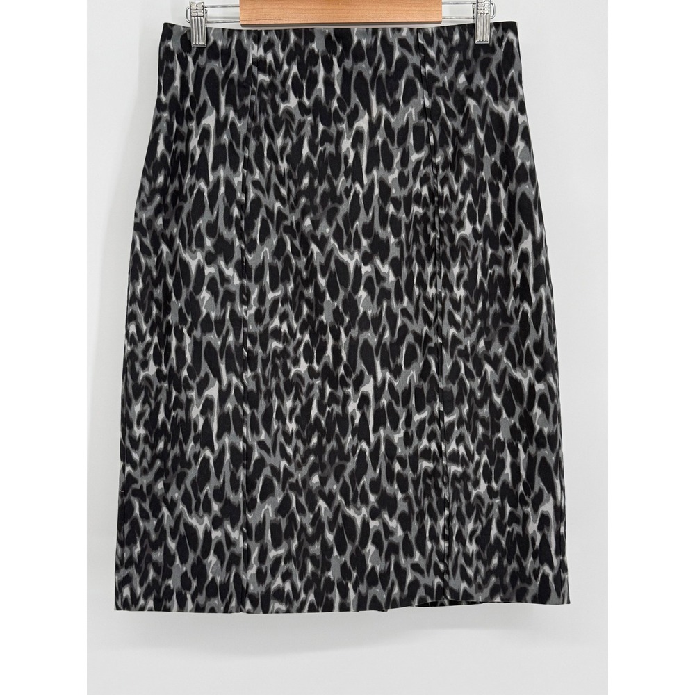 Worthington Womens Grey Black Animal Print Pencil Skirt Sz 14 Career Stretch